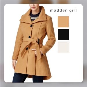 Madden Girl Belted Skirted Coat Camel Size L